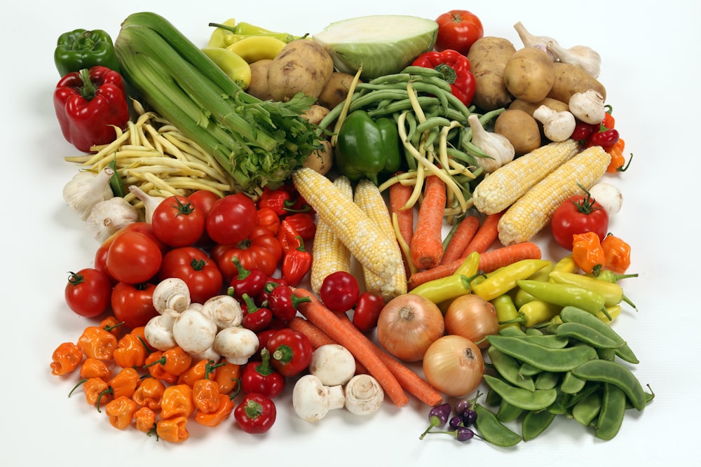 Fresh produce arranged on a surface